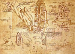 Arte e Técnica em desenho de invenção de Leonardo da Vinci